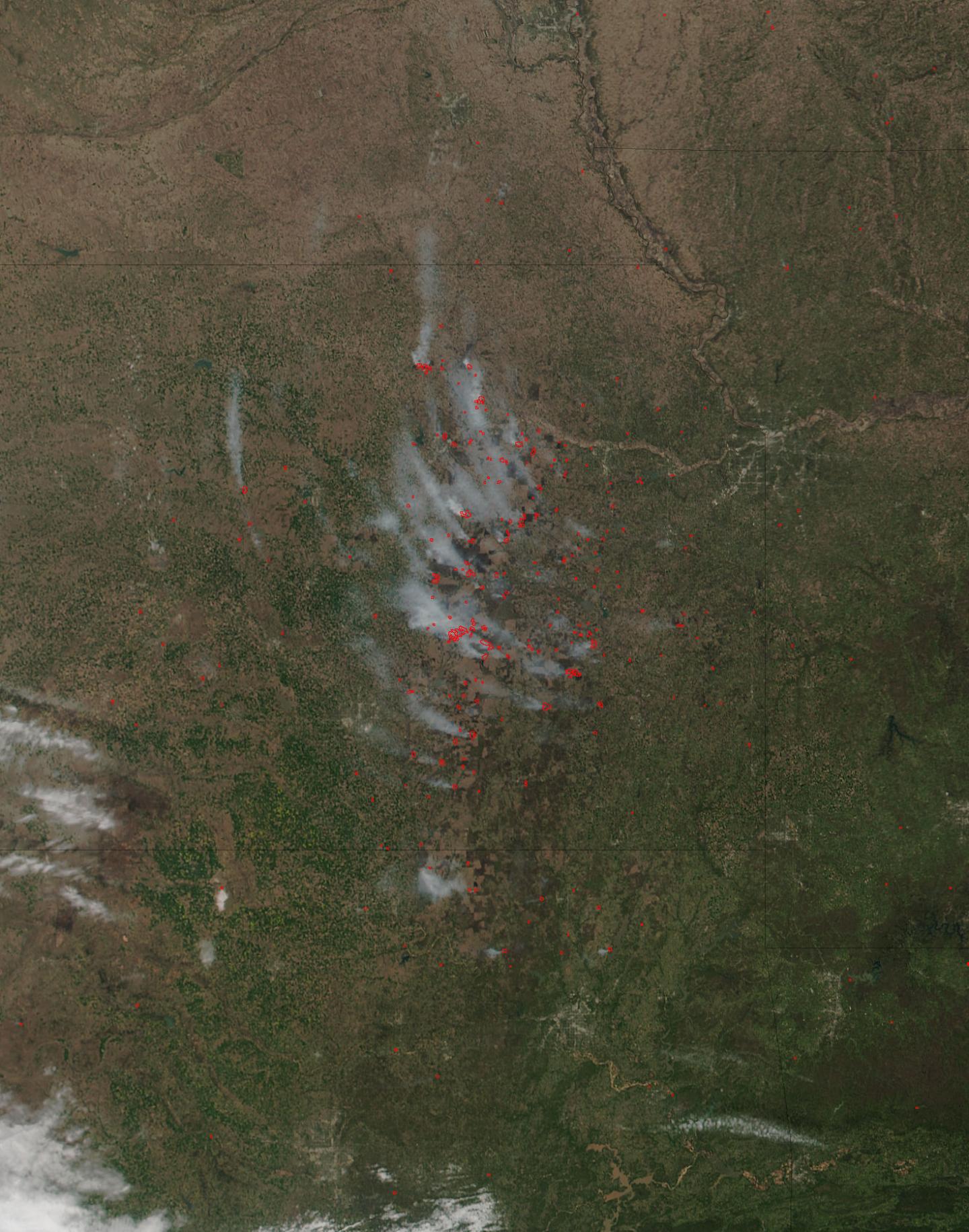 Small Fires Dot the Kansas Landscape