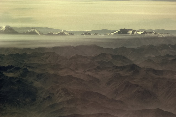 Atacama desert photographed from the airplane.
