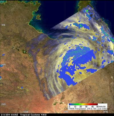 NASA TRMM Measures Cyclone Yasi's Rainfall Over Australia