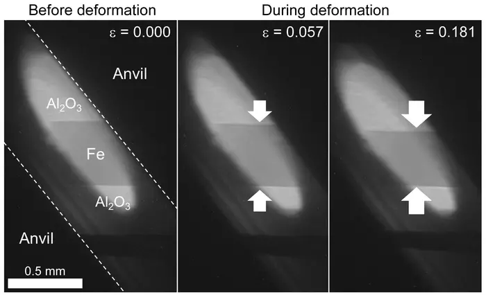 X-ray radiographs of hcp-iron