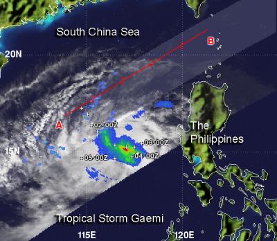 NASA's TRMM Satellite Passed over Tropical Storm Gaemi