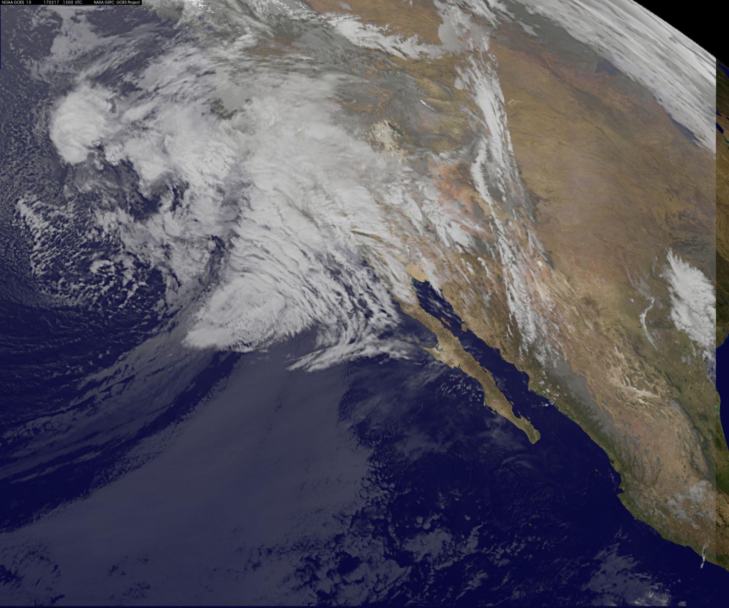 GOES-West Image of Storms in S. California