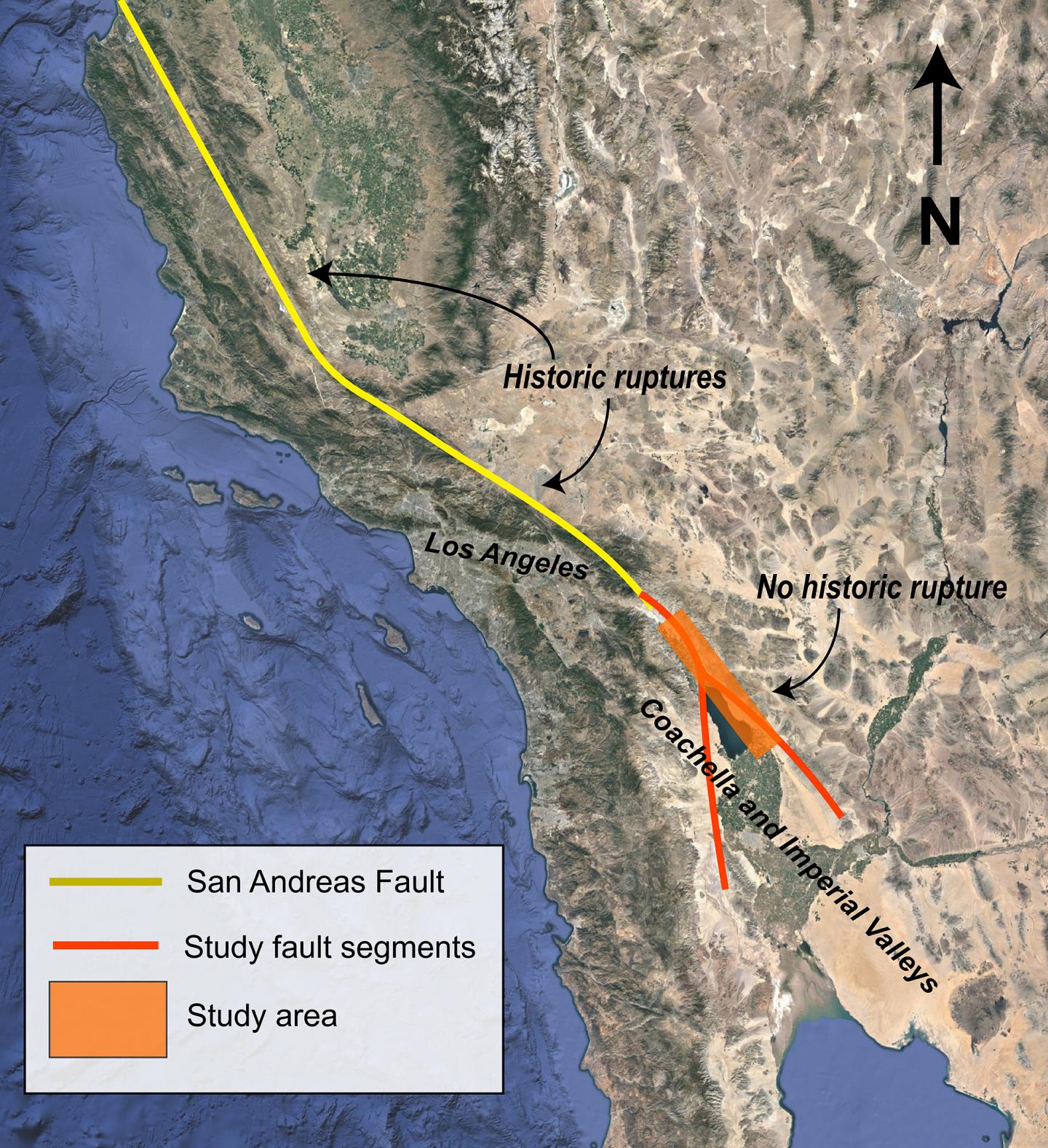 Map Of The San Andreas Fault San Andreas Fault Area [Image] | Eurekalert! Science News Releases