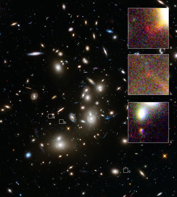 Abell 2744 and Three Images of a Distant Galaxy