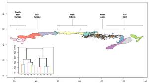 Hierarchical clustering of the Eurasian forest-steppe zone into ten clusters