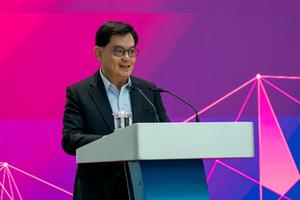 DPM Heng Swee Keat giving a speech at the launch of ANGEL