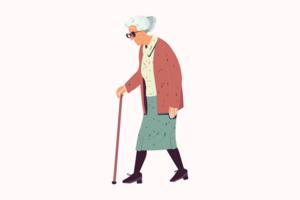 Older woman with cane