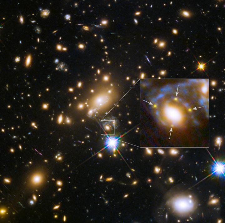 4 Images of Same Supernova Split by Cosmic Lens