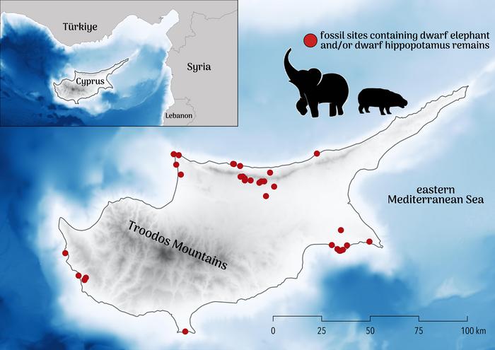 Cyprus map & fossil sites