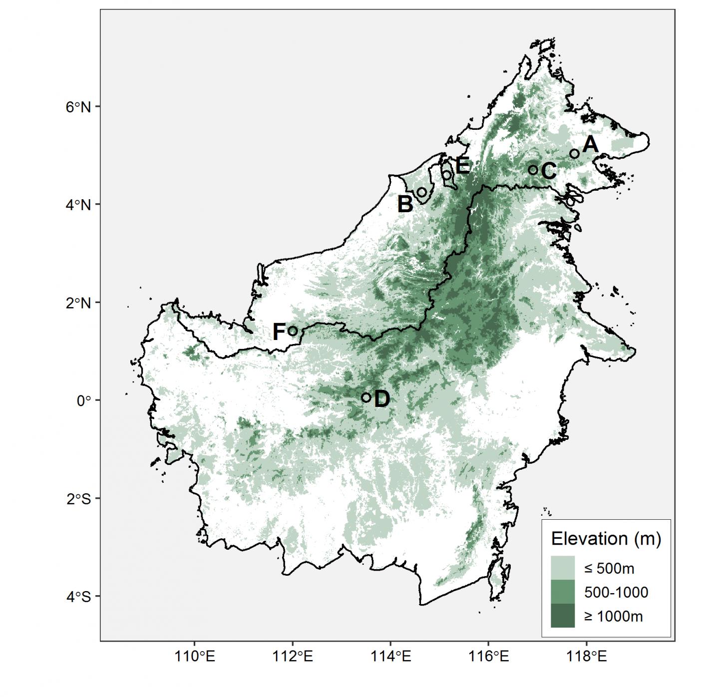 Map of Borneo -- Spectacled Flowerpecker