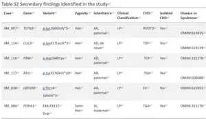 Table S2 BGI Genomics CHD Prenatal Diagnose