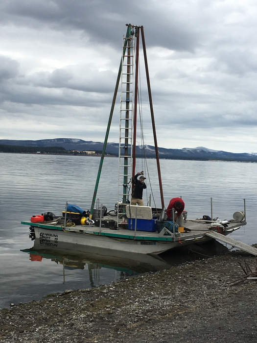 Coring platform at Yellowstone Lake