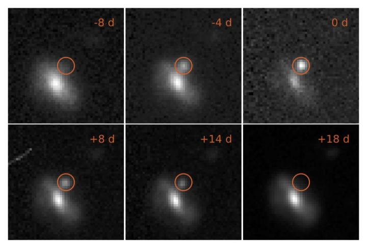 Images of a Transient Event, from 8 Days before to 18 Days after Peak Brightness