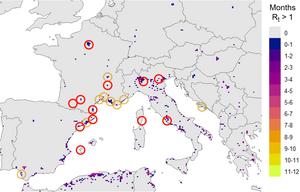 Europe dengue fever risk map