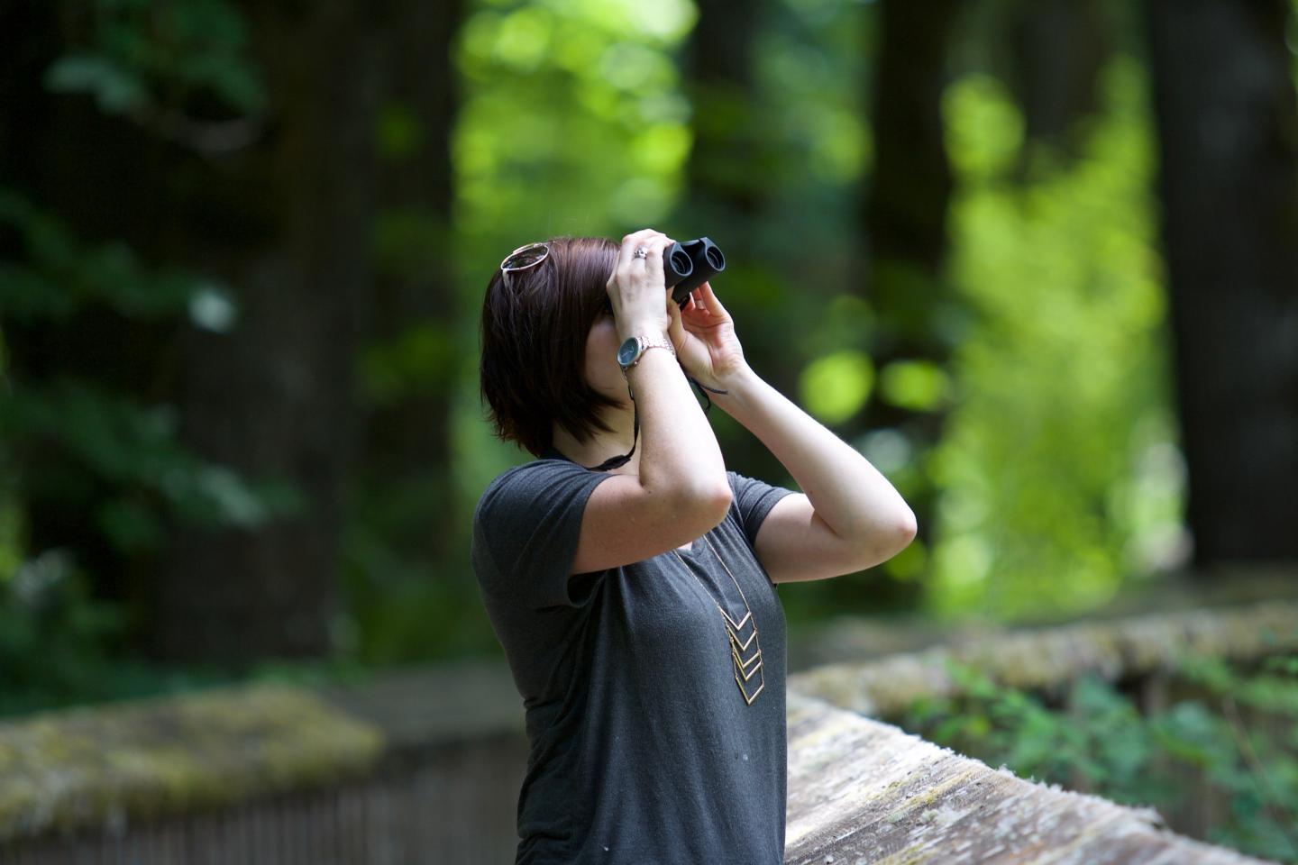 Woman with binoculars