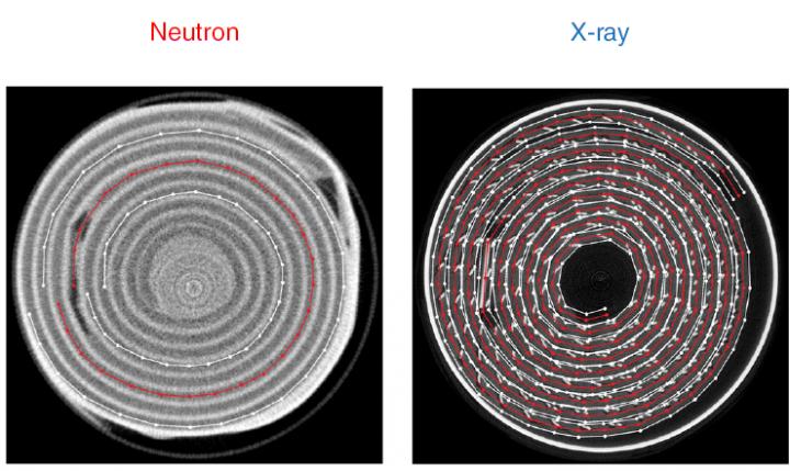 X-Ray and Neutron Tomograms of Cylindrical Battery