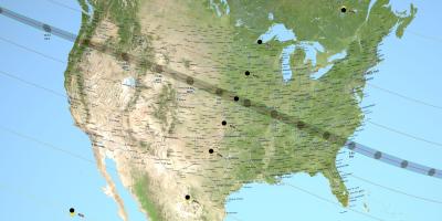 Map of Continental US With August 2017 Eclipse Totality Path
