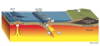 Graphic: Cross Section of Earth's Deep Carbon Recycling Program