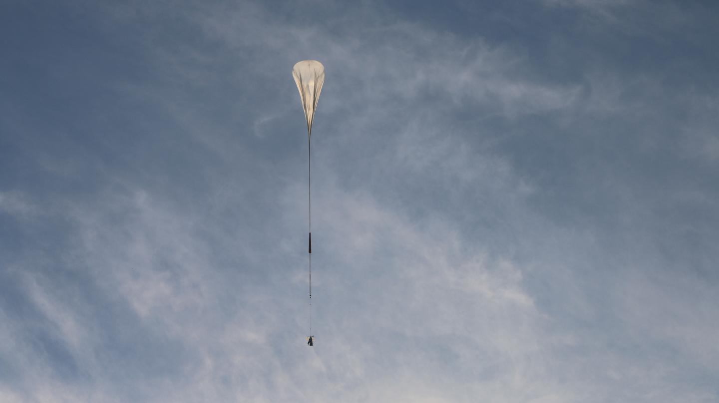 The SuperBIT balloon in flight.