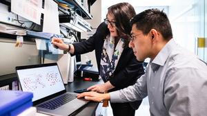 Gladstone scientists Katerina Akassoglou and Andrew Mendiola