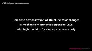 Real-time demonstration of structural color changes in mechanically stretched serpentine CLCE with high modulus for shape parameter study