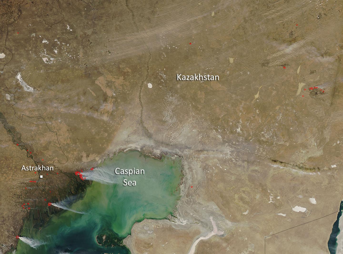 Caspian Sea Shore Fire in Kazakhstan