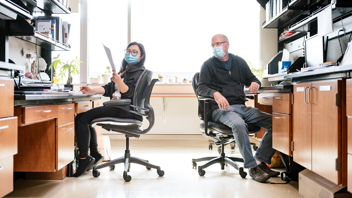 Gladstone scientists Xiaoyu Lu and Jason Neidleman