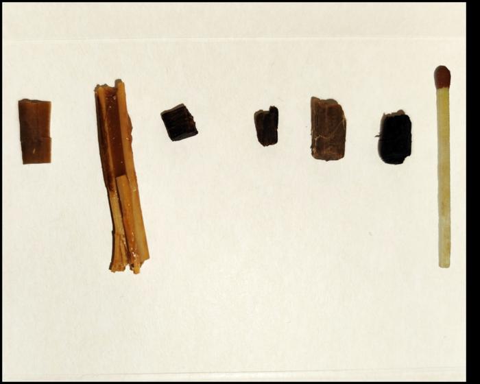 Mdern and ancient small wood samples