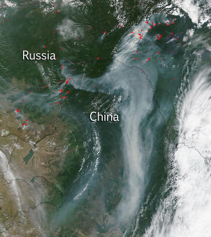 Smoke and Fires in Eastern Asia