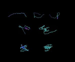 Sample visualizations of designer protein biomaterials