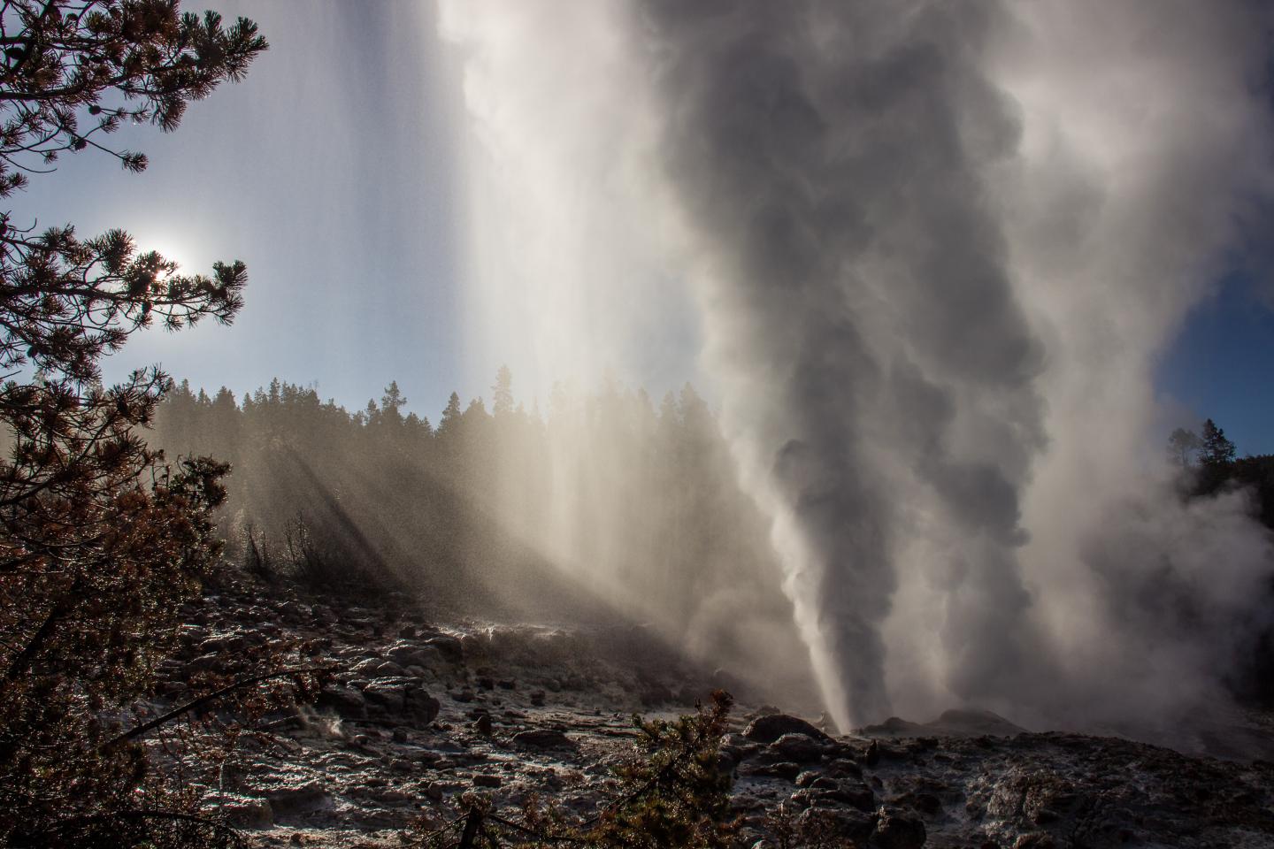 Steamboat Geyser eruption in 2019