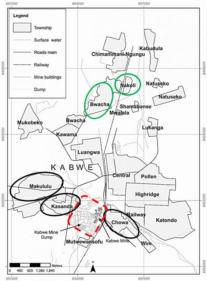 Line Map of Kabwe Showing Study Areas