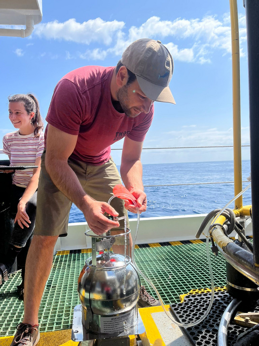 Collecting water samples in the North Atlantic off the coast of Bermuda