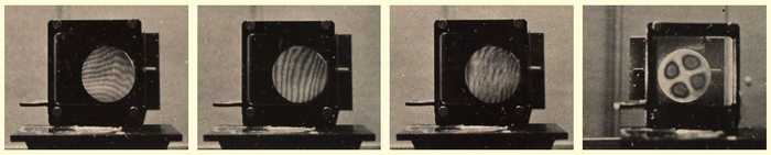 Figure 1: Photographs of interference between a hologram reconstruction and its original object.