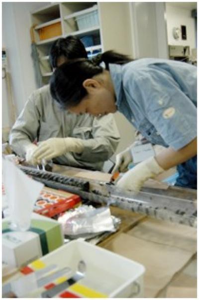 Taking Samples from Sediment Core