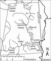 Map of streams in the Dead Diamond River Watershed