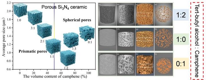 Pore structure of porous Si3N4 as a function of the volume of camphene