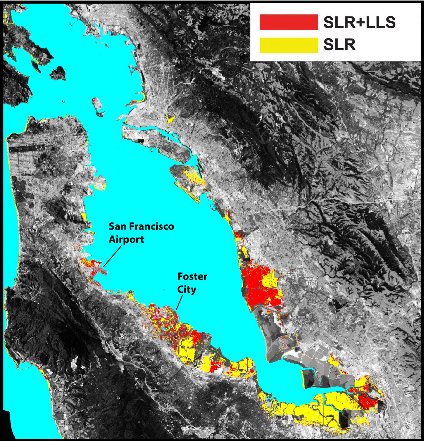 San Francisco Bay Area Flood Risk With and Without Subsidence