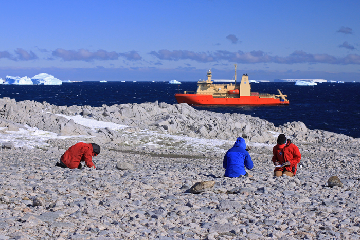 Sample collection on the Lindsey Islands, Pine Island Bay, Antarctica