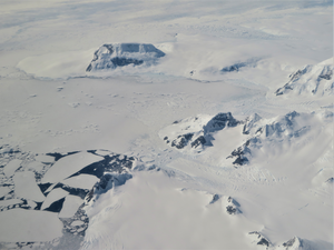 Aerial photograph of the Antarctic Peninsula glaciers