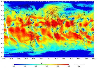 Global Image Shows NPP's ATMS Channel 18-Microwave Antenna Temperature