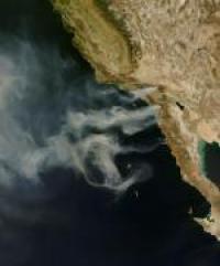 Satellite Image of Smoke Plumes from Southern California Wildfires