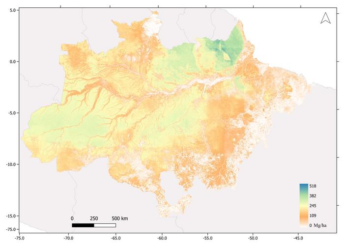A new map showing all above-ground biomass in the Brazilian Amazon