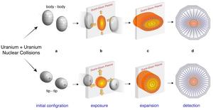 Schematic of different uranium collision geometries