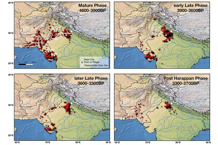 Settlements of the Indus Valley Civilization during Different Phases of Its Evolution
