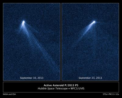 Hubble Sees Asteroid Spouting Six Comet-Like Tails