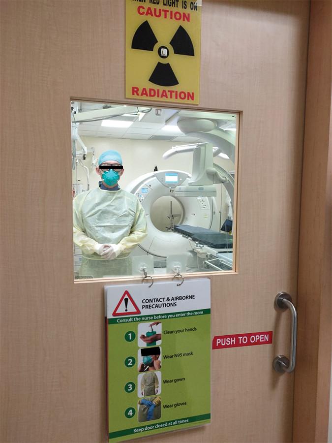 PPE Reminders on Radiology Angiography Room Doors
