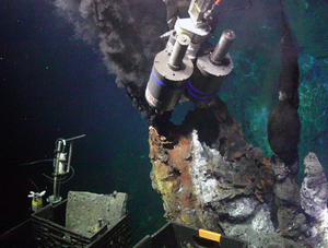 Remotely operated vehicle (ROV) Jason samples 368°C black smoker fluids from a YBW-Sentry vent