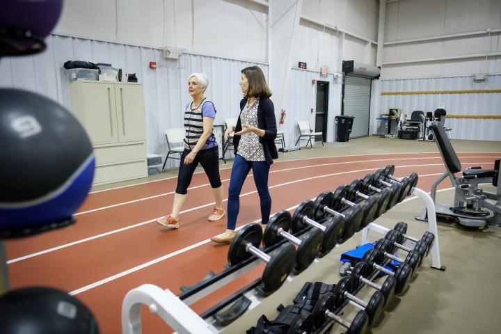 Kristen Beavers Works with Study Participant Kaye Brandon
