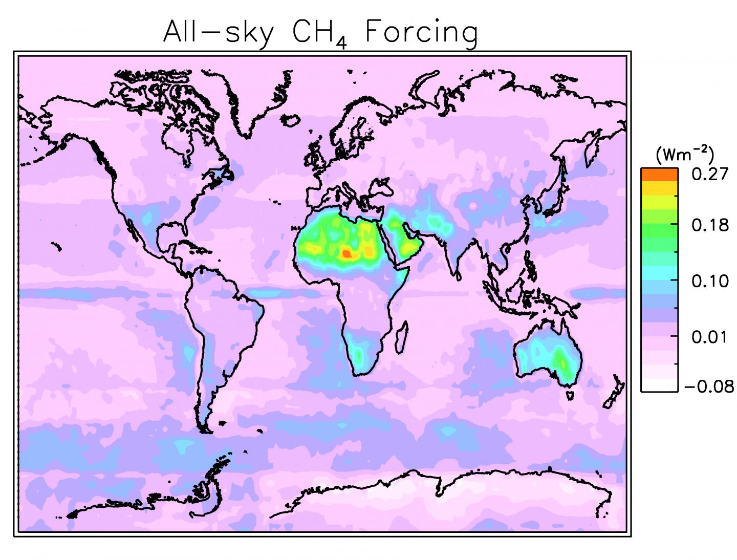 Methane's Effects on Sunlight Vary by Region